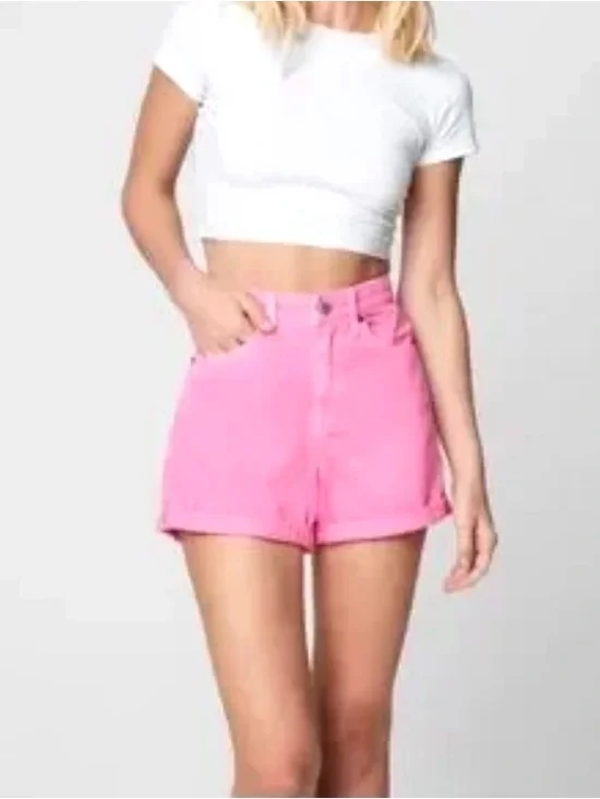 NYC High-Waist Pink Shorts - Picture 1 of 5